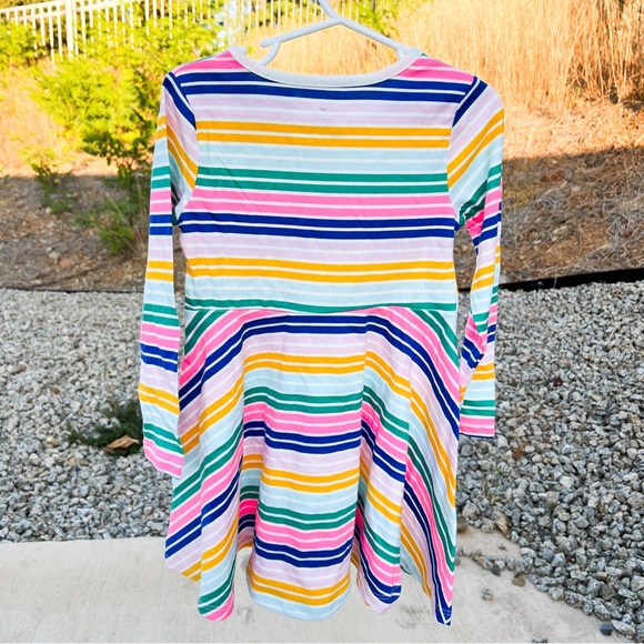 Girls Okie Dokie Colorful Striped Long Sleeve Dress 4T - Picture 2 of 3